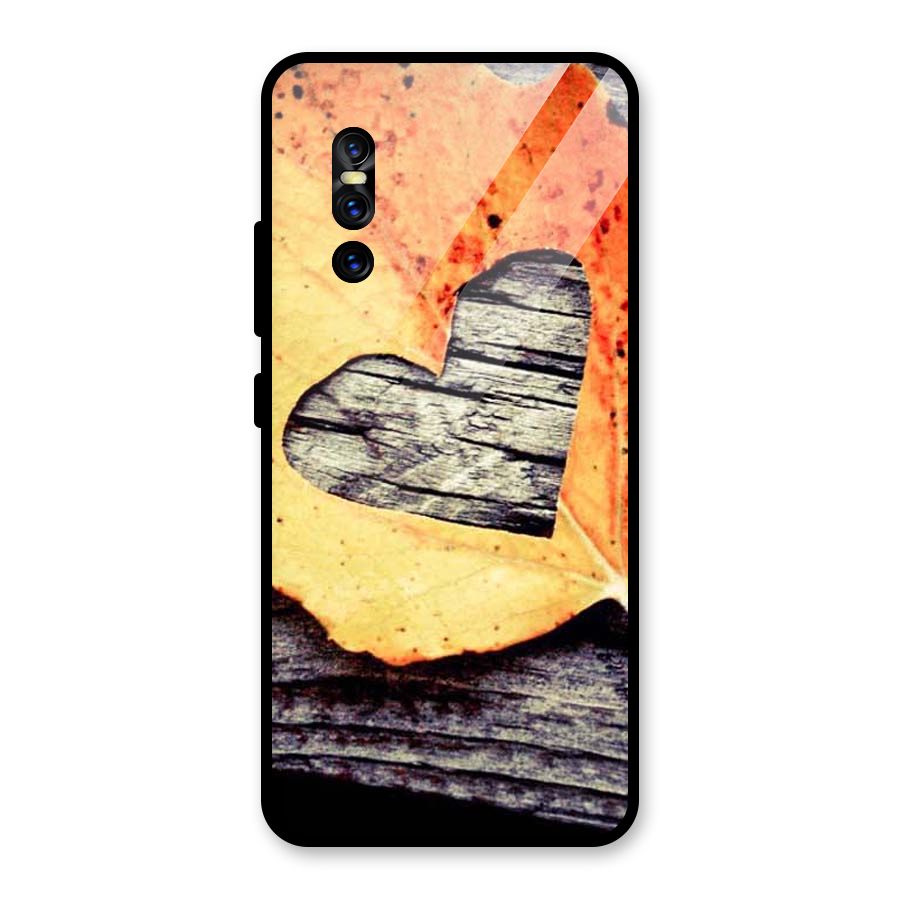 Wood Heart Leaf Glass Back Case for Vivo V15 Pro