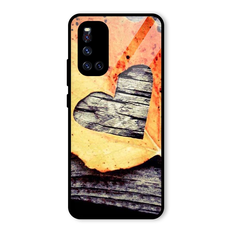 Wood Heart Leaf Glass Back Case for Vivo V19