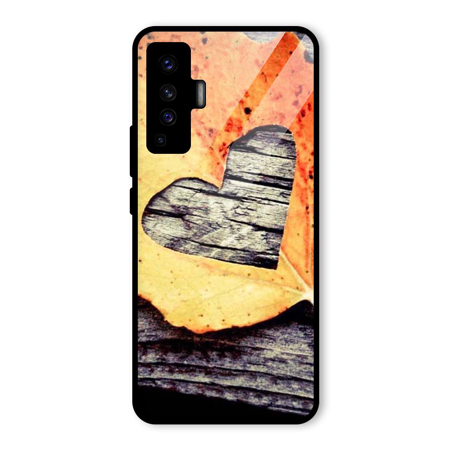 Wood Heart Leaf Glass Back Case for Vivo X50