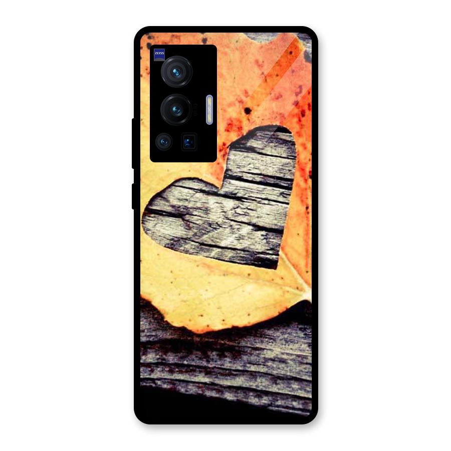 Wood Heart Leaf Glass Back Case for Vivo X70 Pro