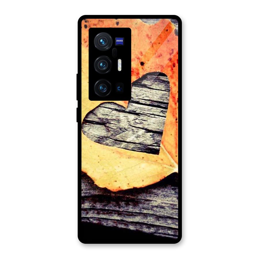 Wood Heart Leaf Glass Back Case for Vivo X70 Pro Plus