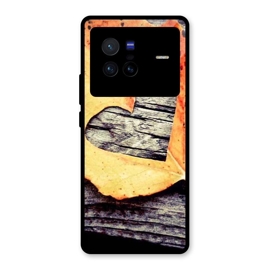 Wood Heart Leaf Glass Back Case for Vivo X80