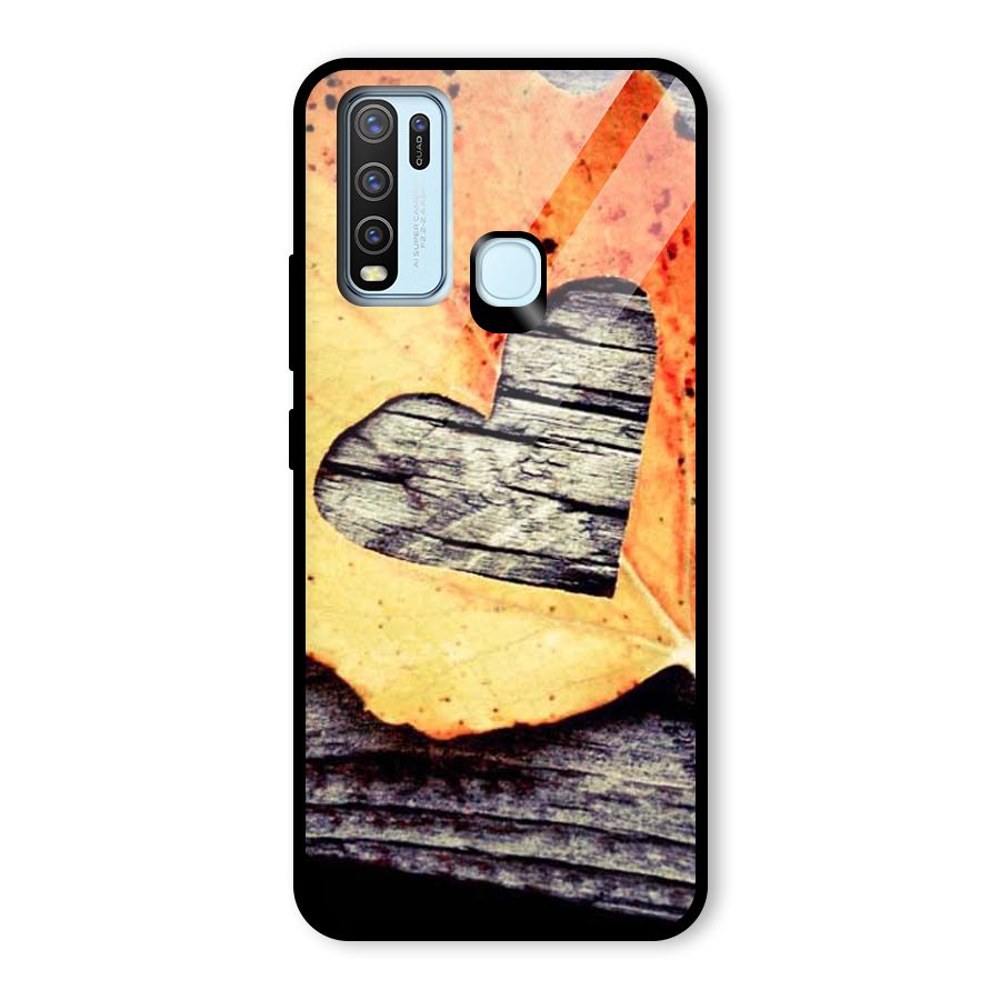 Wood Heart Leaf Glass Back Case for Vivo Y50