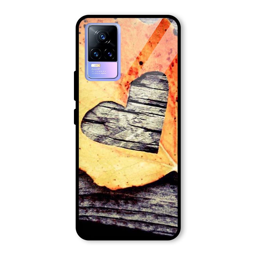 Wood Heart Leaf Glass Back Case for Vivo Y73