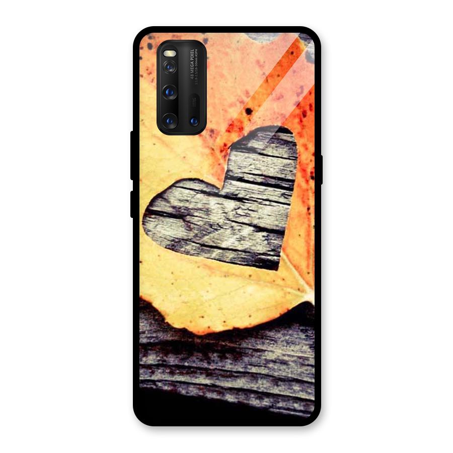 Wood Heart Leaf Glass Back Case for Vivo iQOO 3