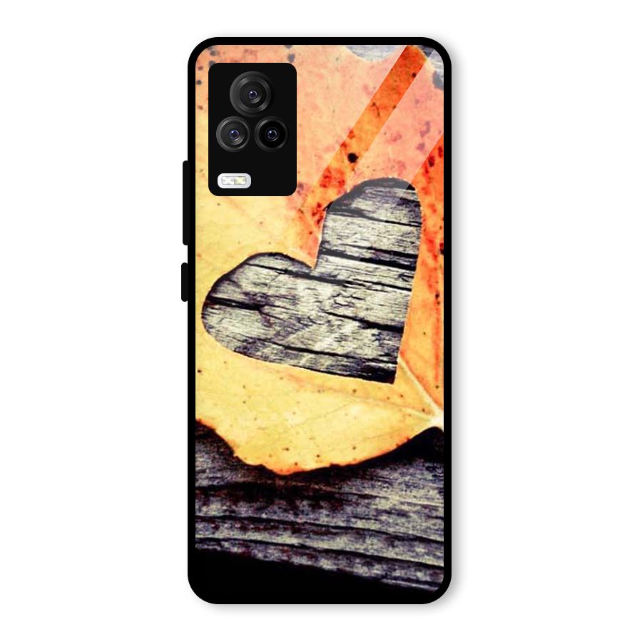 Wood Heart Leaf Glass Back Case for Vivo iQOO 7 Legend 5G