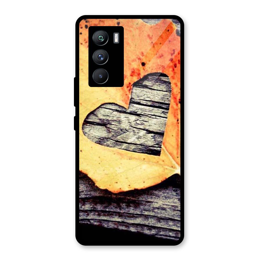 Wood Heart Leaf Glass Back Case for Vivo iQOO 9 SE