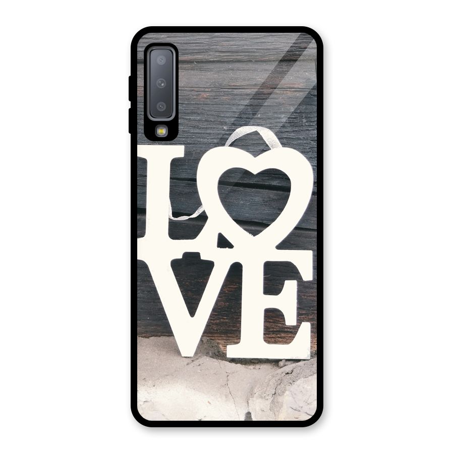 Wood Love Lock Glass Back Case for Galaxy A7 (2018)