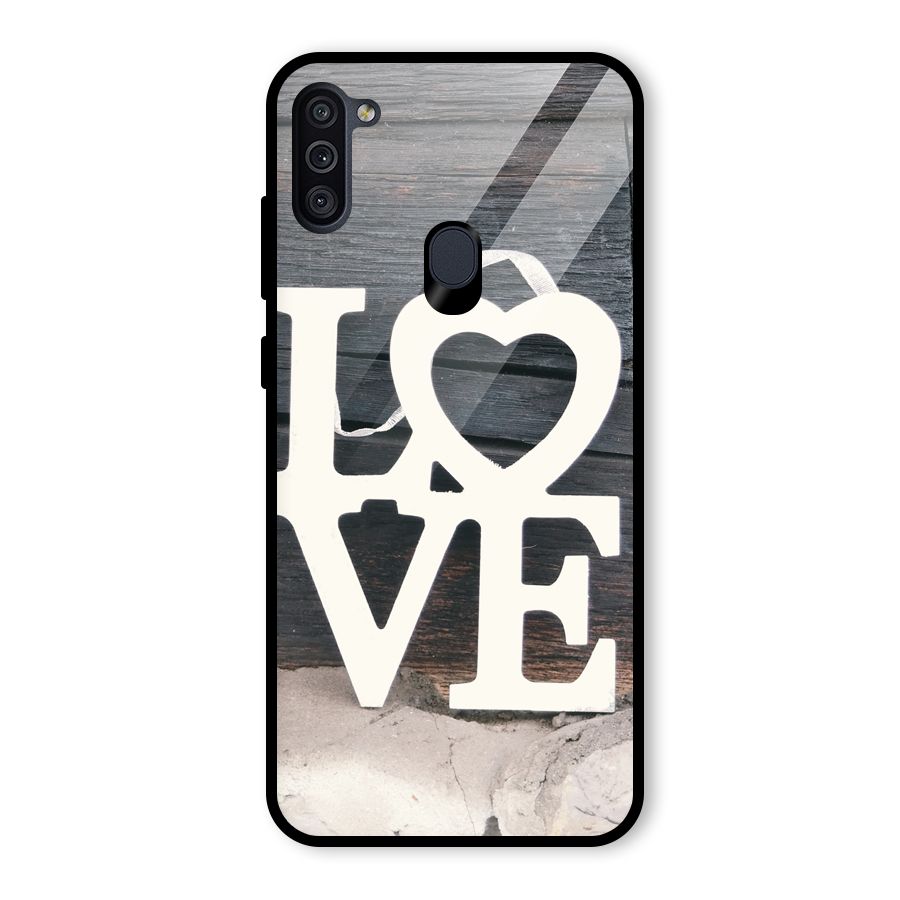 Wood Love Lock Glass Back Case for Galaxy M11