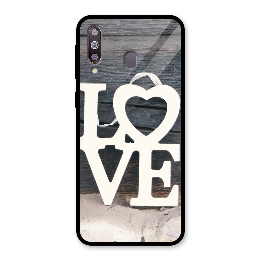 Wood Love Lock Glass Back Case for Galaxy M30