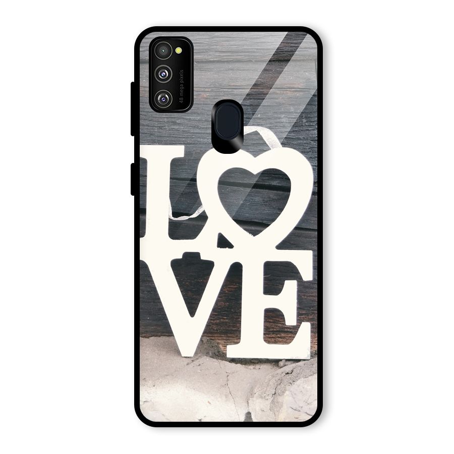 Wood Love Lock Glass Back Case for Galaxy M30s