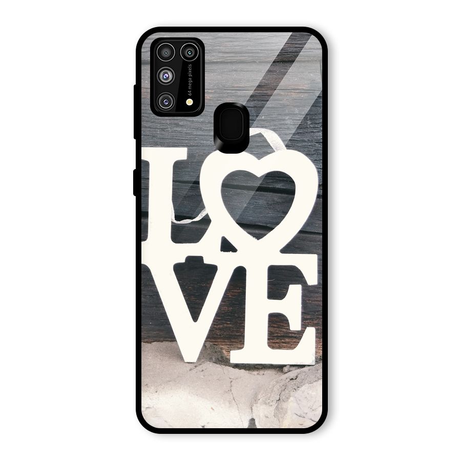 Wood Love Lock Glass Back Case for Galaxy M31