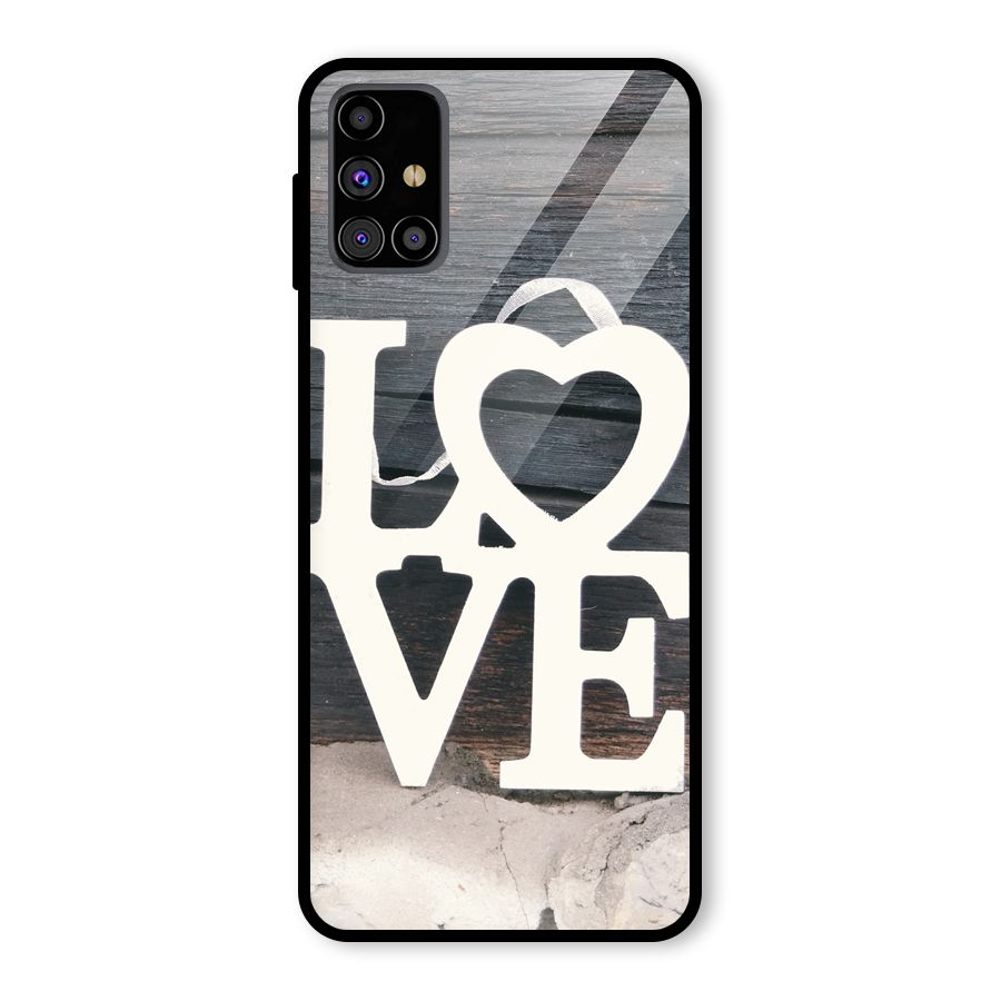 Wood Love Lock Glass Back Case for Galaxy M31s
