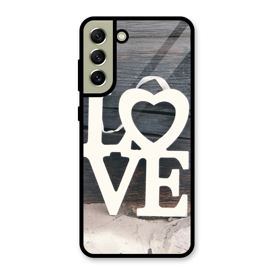 Wood Love Lock Glass Back Case for Galaxy S21 FE 5G