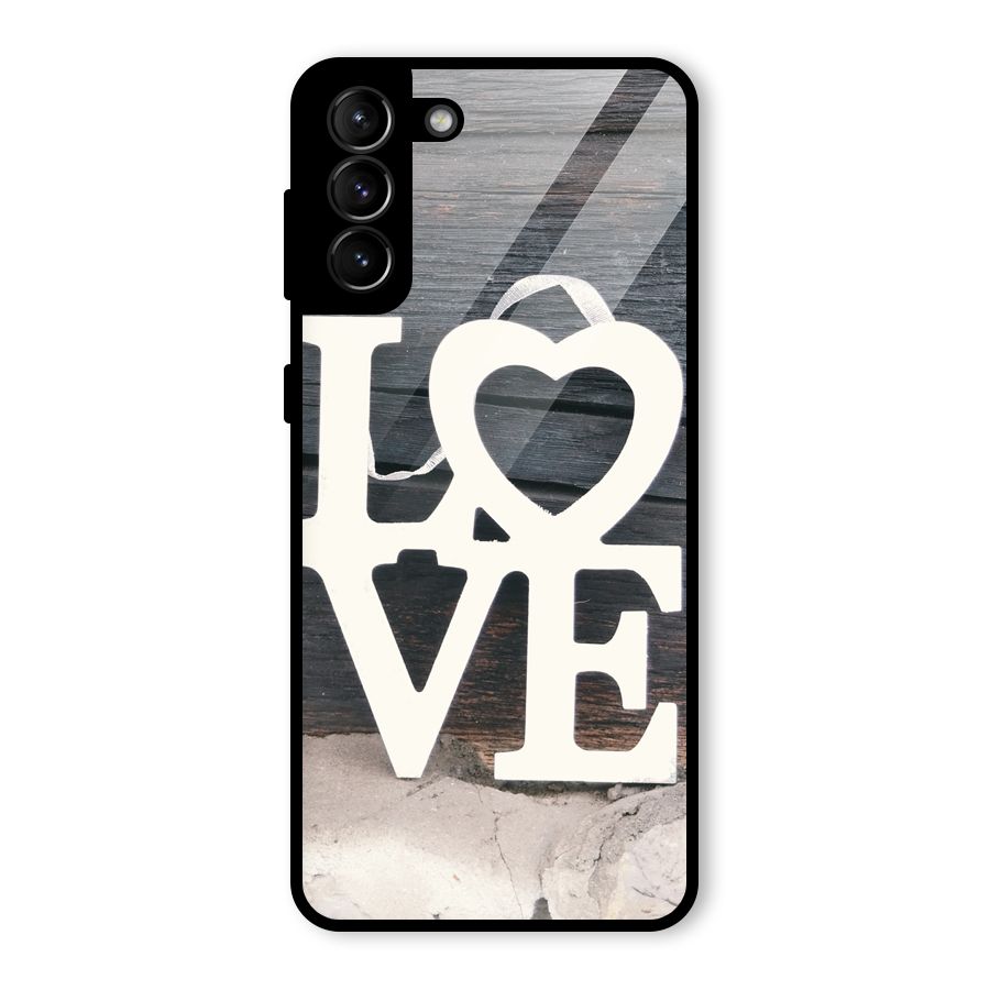 Wood Love Lock Glass Back Case for Galaxy S21 Plus