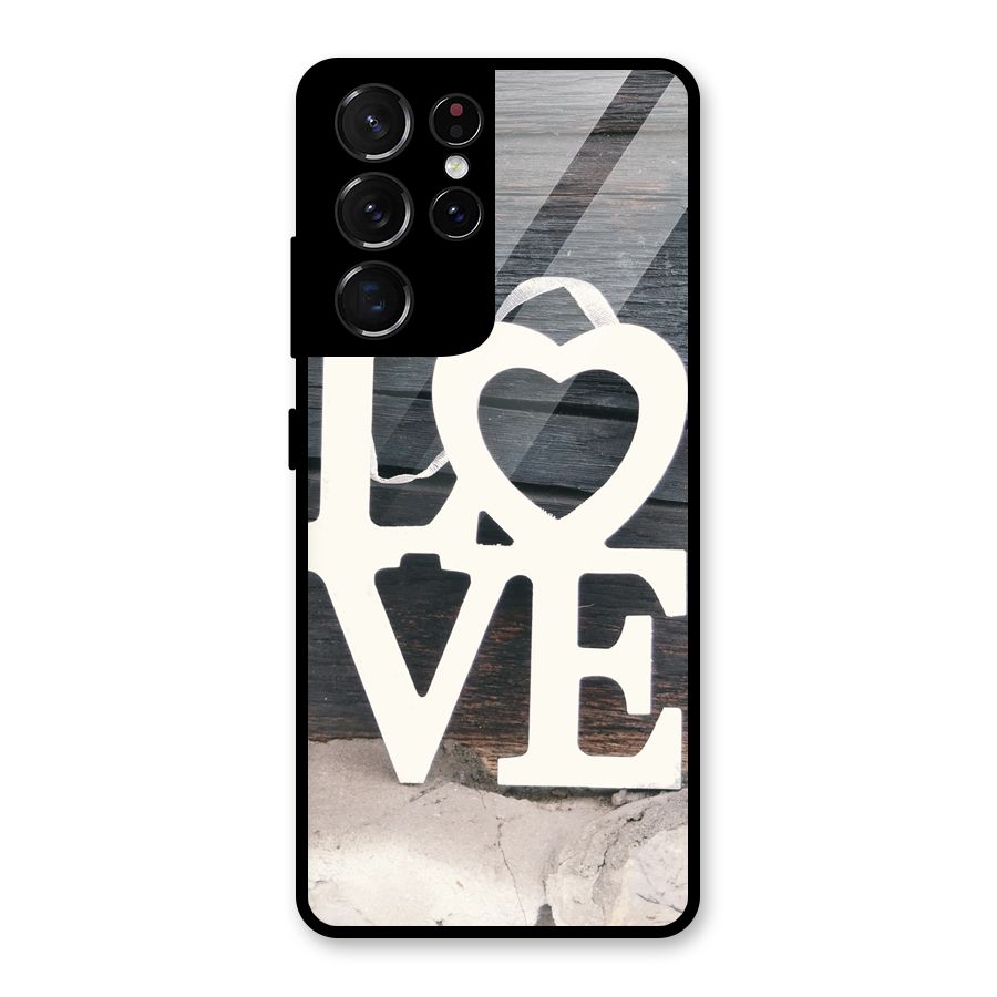 Wood Love Lock Glass Back Case for Galaxy S21 Ultra 5G