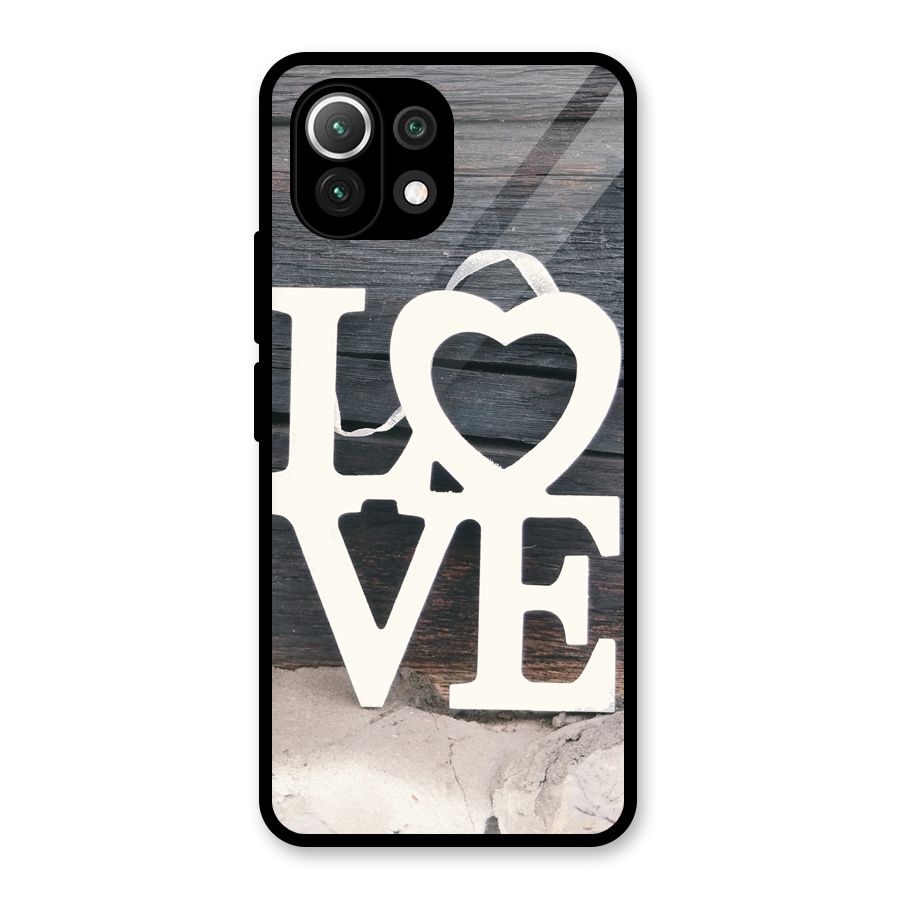 Wood Love Lock Glass Back Case for Mi 11 Lite