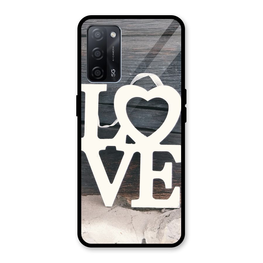 Wood Love Lock Glass Back Case for Oppo A53s 5G