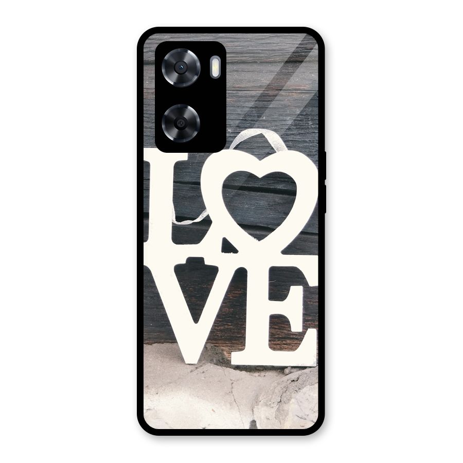 Wood Love Lock Glass Back Case for Oppo A57 2022