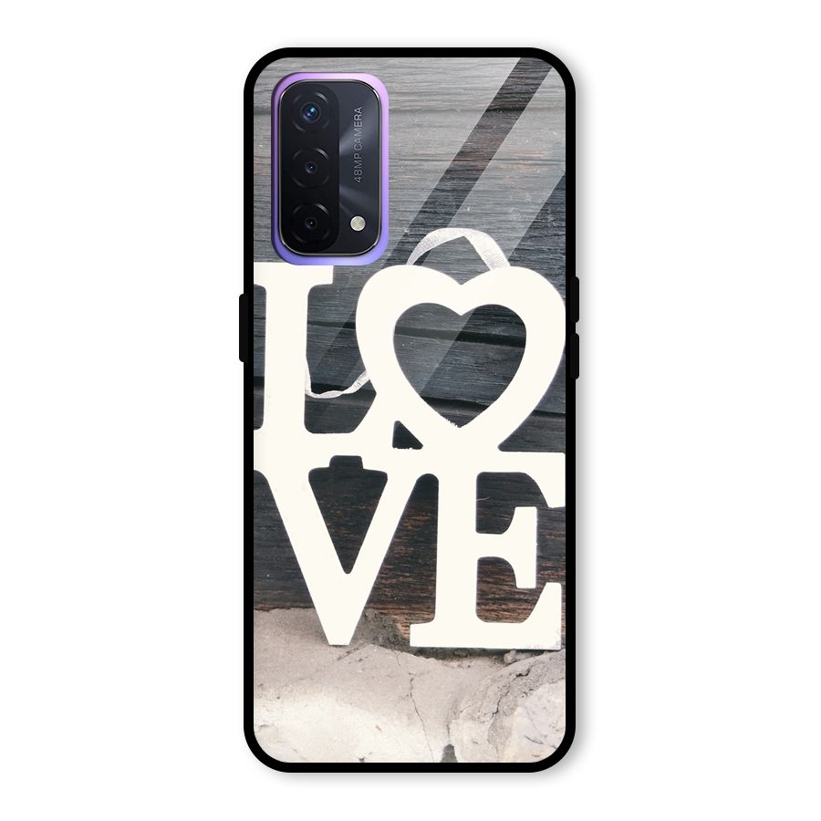Wood Love Lock Glass Back Case for Oppo A74 5G