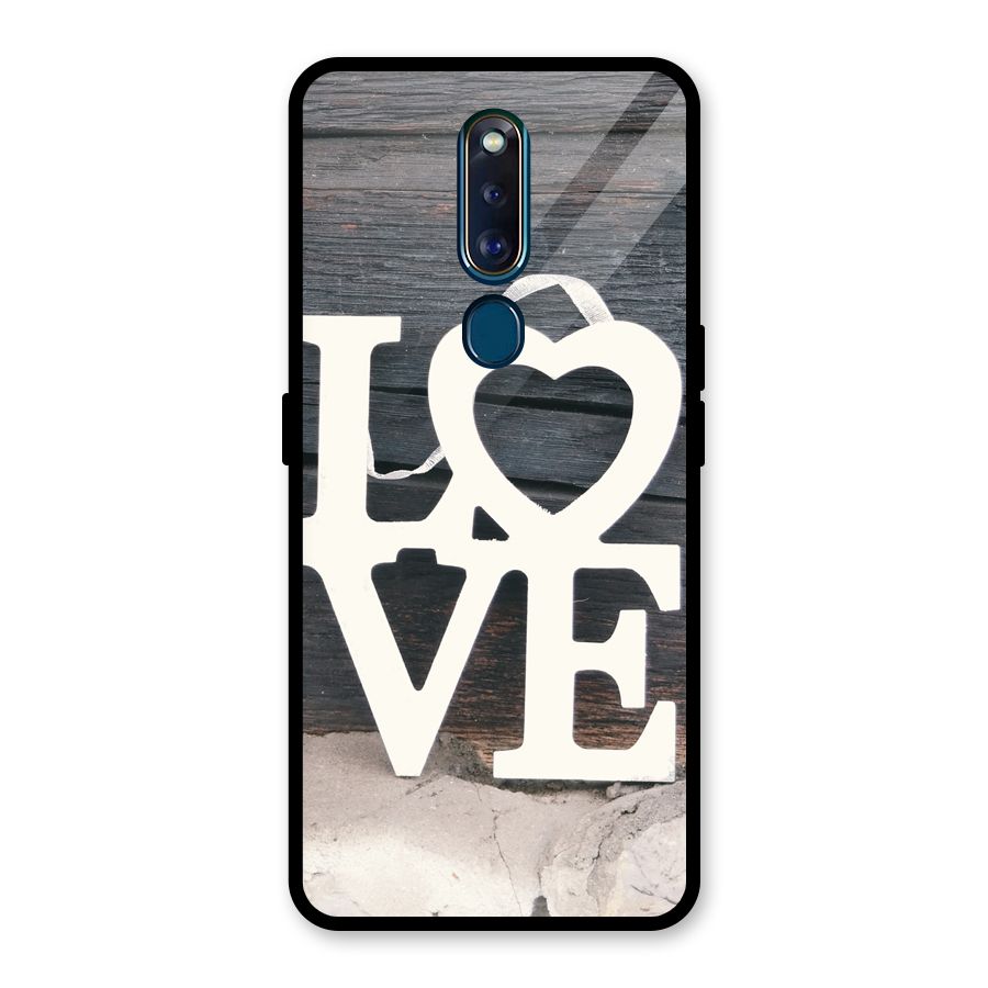 Wood Love Lock Glass Back Case for Oppo F11 Pro