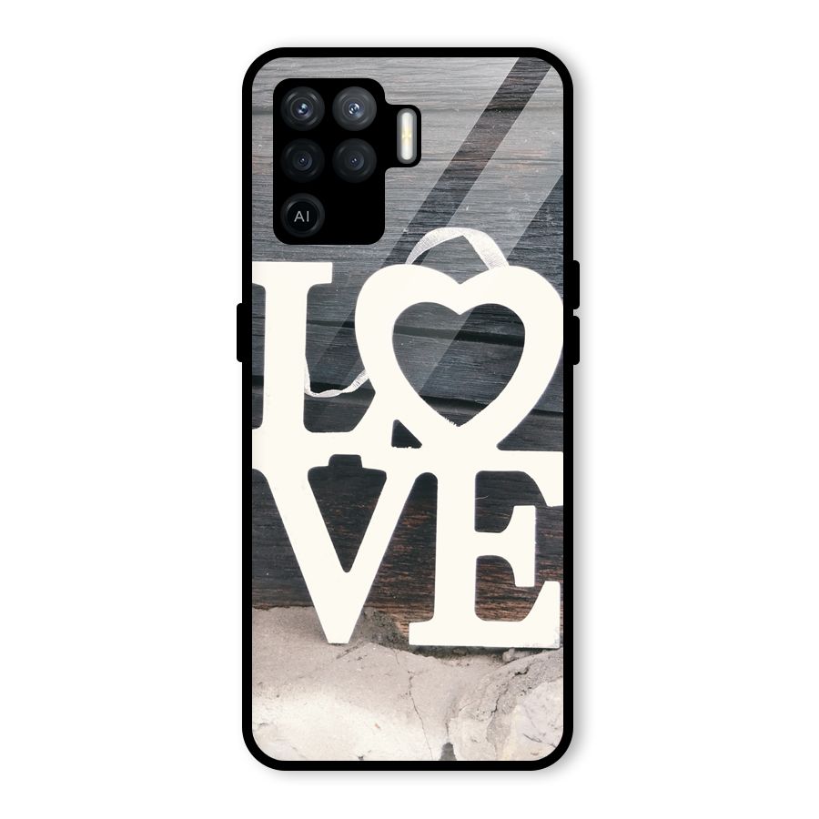 Wood Love Lock Glass Back Case for Oppo F19 Pro