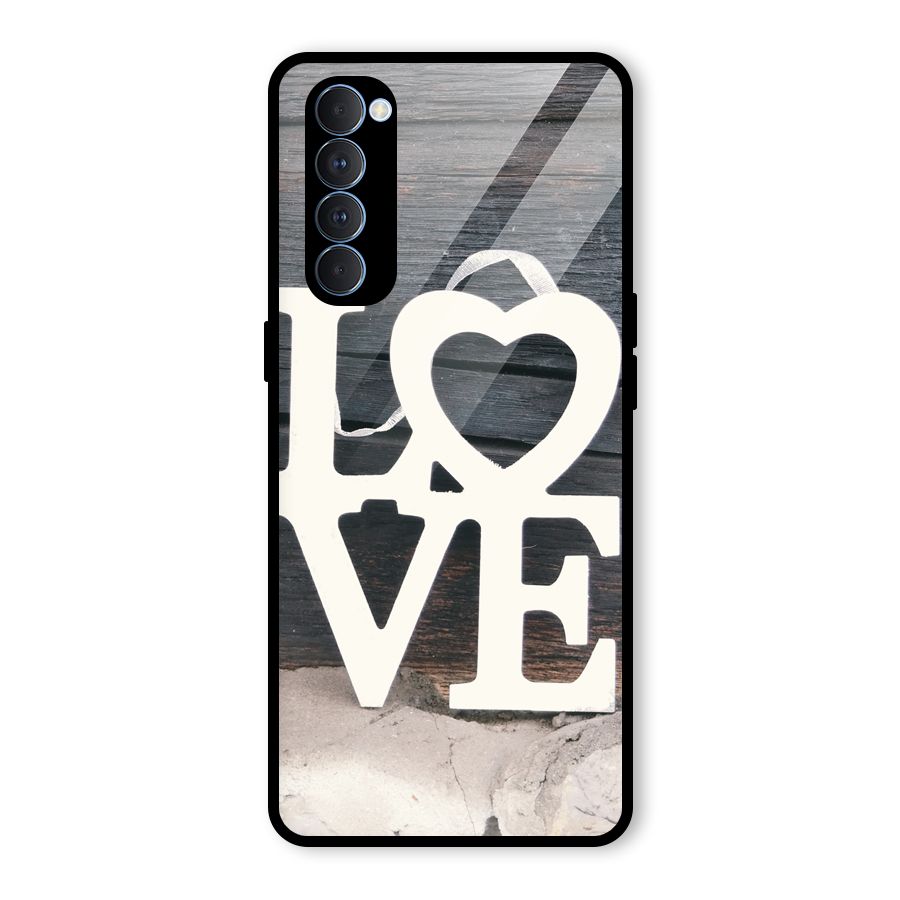 Wood Love Lock Glass Back Case for Oppo Reno4 Pro
