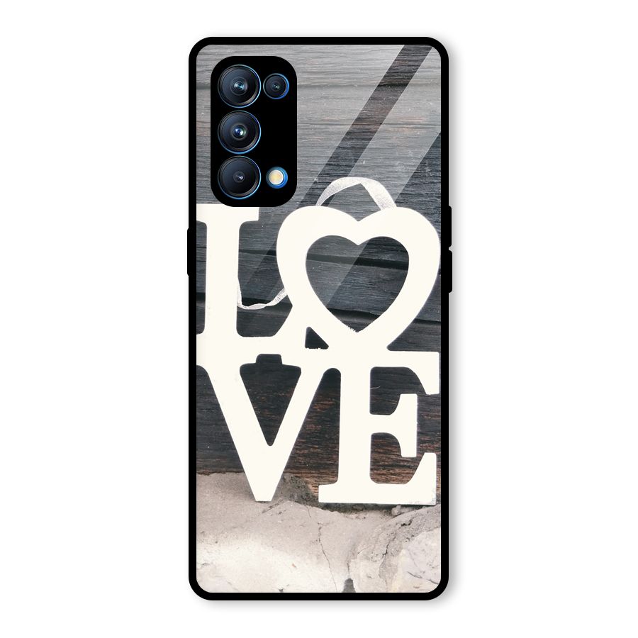 Wood Love Lock Glass Back Case for Oppo Reno5 Pro 5G