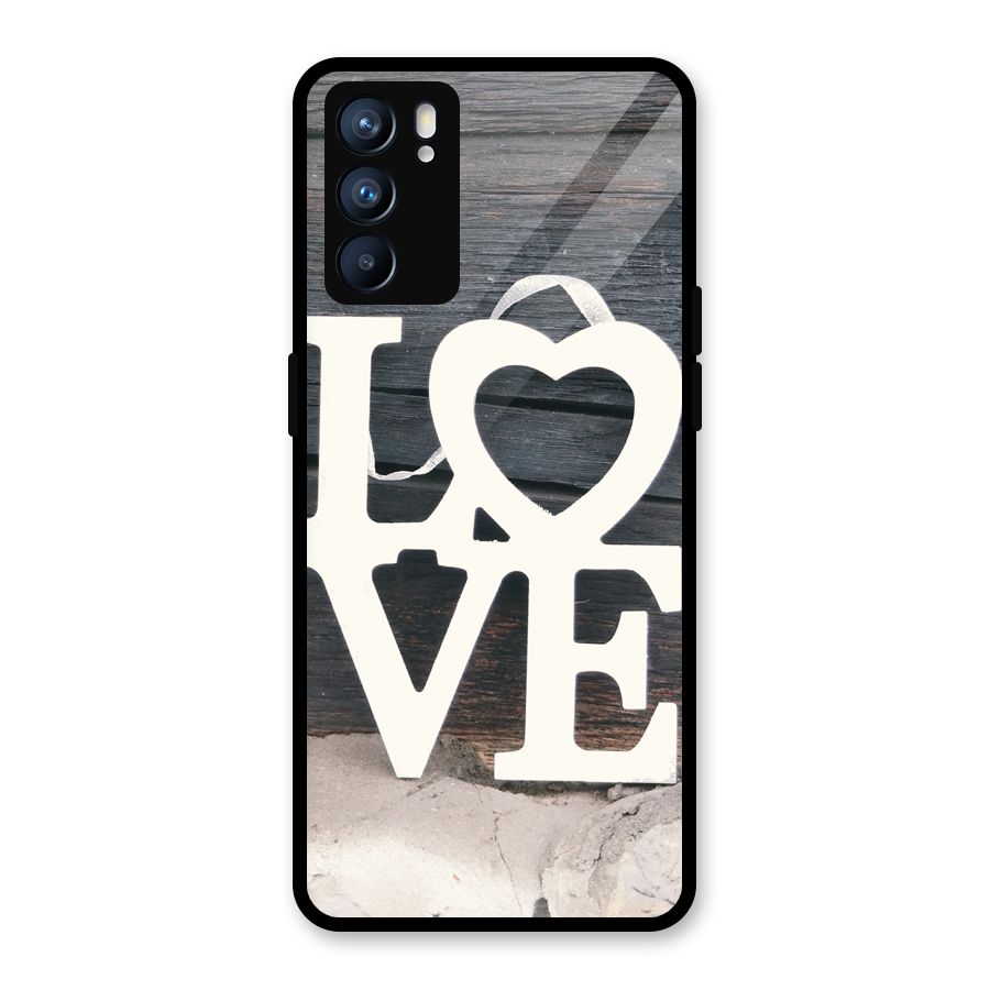 Wood Love Lock Glass Back Case for Oppo Reno6 5G