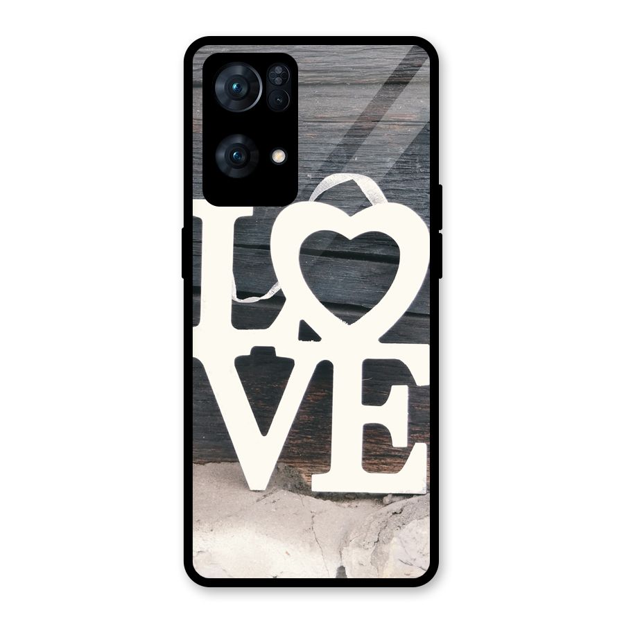 Wood Love Lock Glass Back Case for Oppo Reno7 Pro 5G