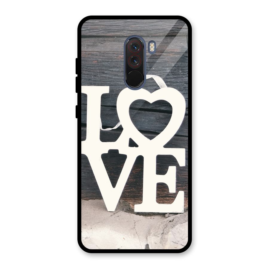 Wood Love Lock Glass Back Case for Poco F1
