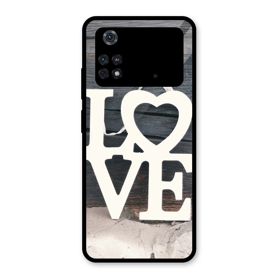 Wood Love Lock Glass Back Case for Poco M4 Pro 4G