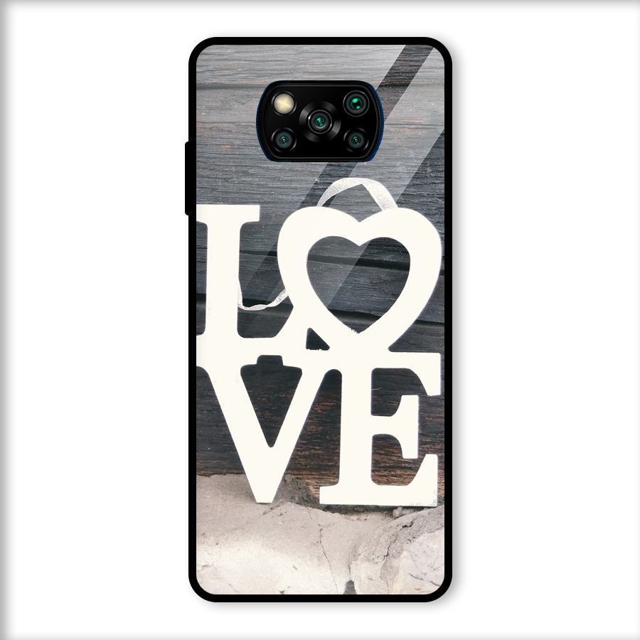 Wood Love Lock Glass Back Case for Poco X3