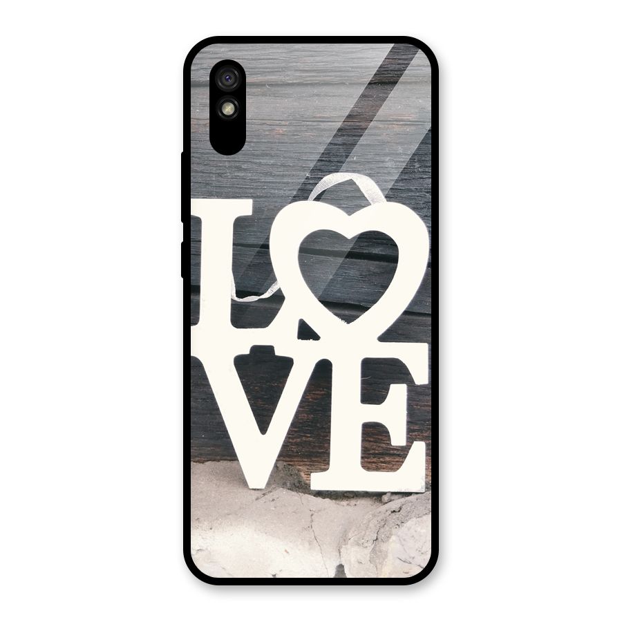 Wood Love Lock Glass Back Case for Redmi 9A