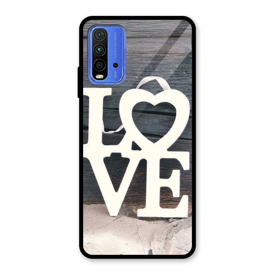 Wood Love Lock Glass Back Case for Redmi 9 Power