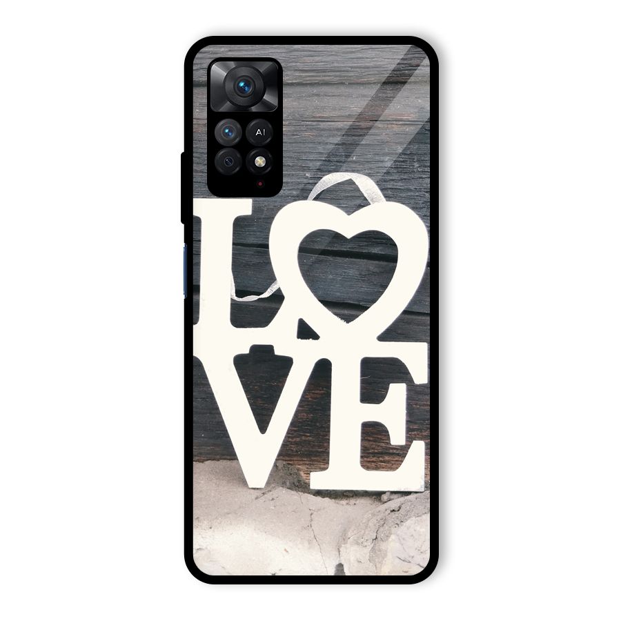 Wood Love Lock Glass Back Case for Redmi Note 11 Pro