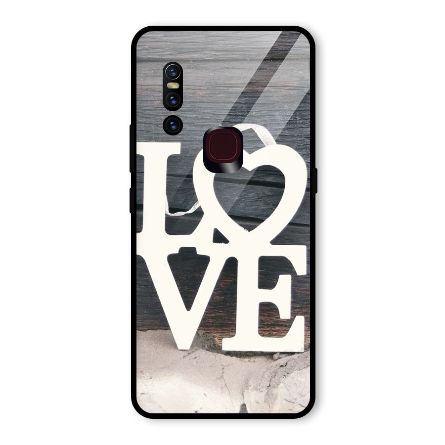 Wood Love Lock Glass Back Case for Vivo V15