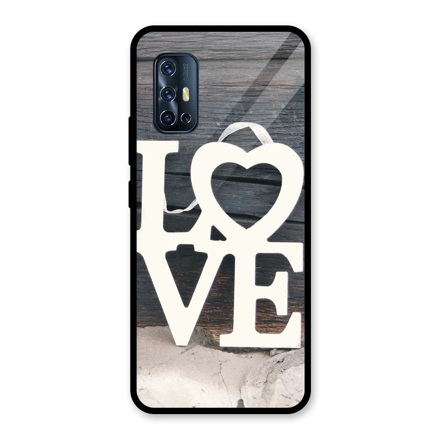Wood Love Lock Glass Back Case for Vivo V17