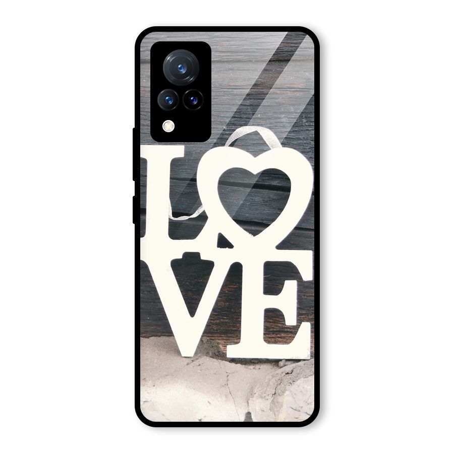 Wood Love Lock Glass Back Case for Vivo V21 5G