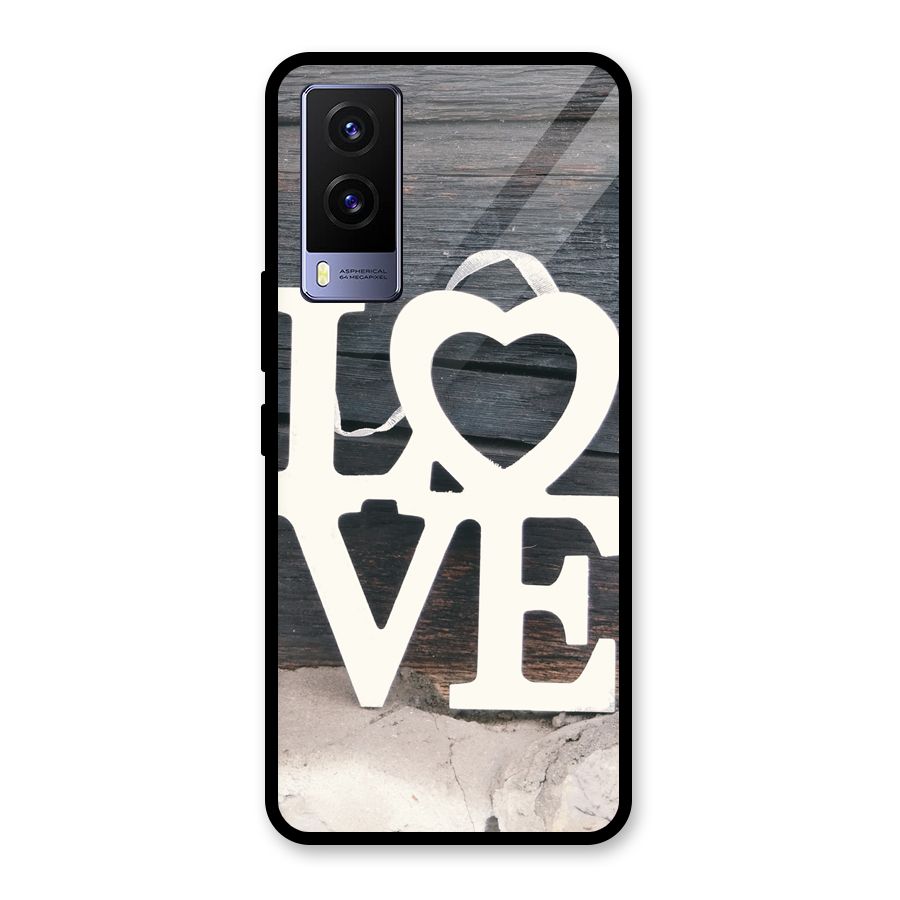 Wood Love Lock Glass Back Case for Vivo V21e 5G