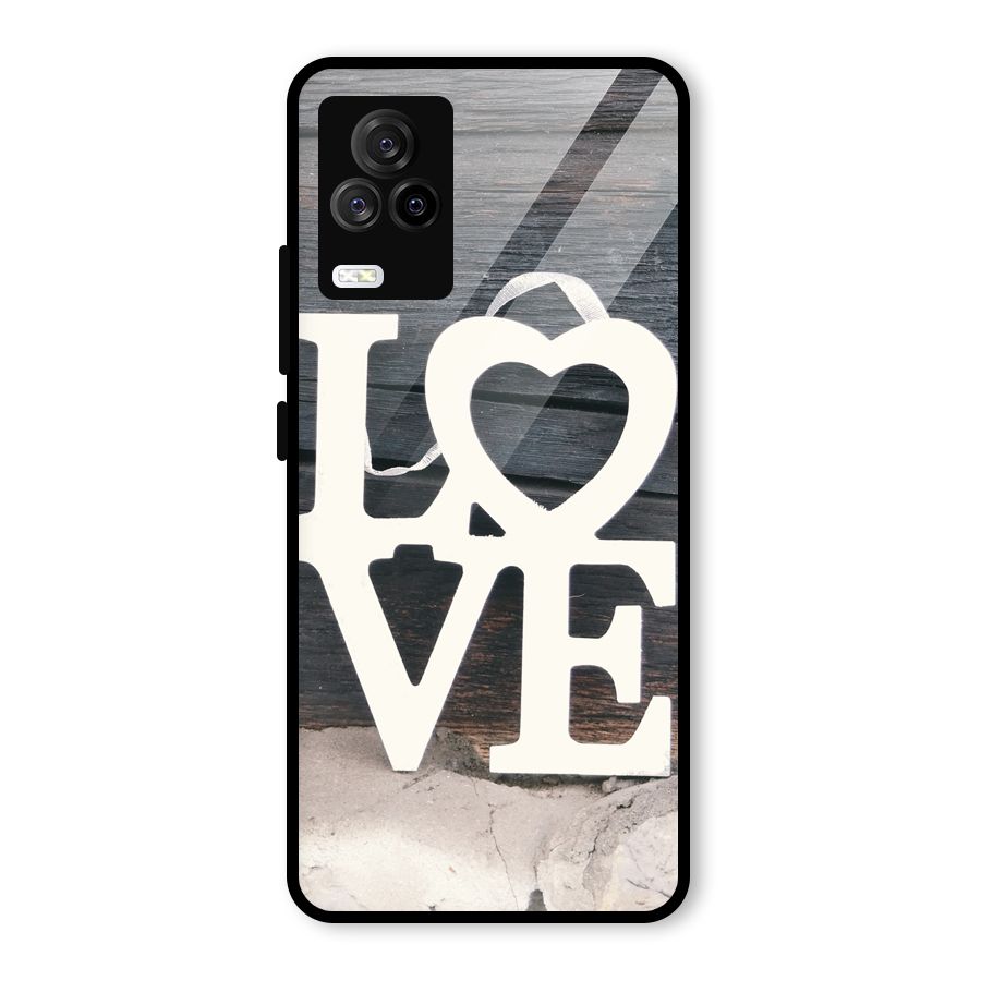 Wood Love Lock Glass Back Case for Vivo iQOO 7 Legend 5G