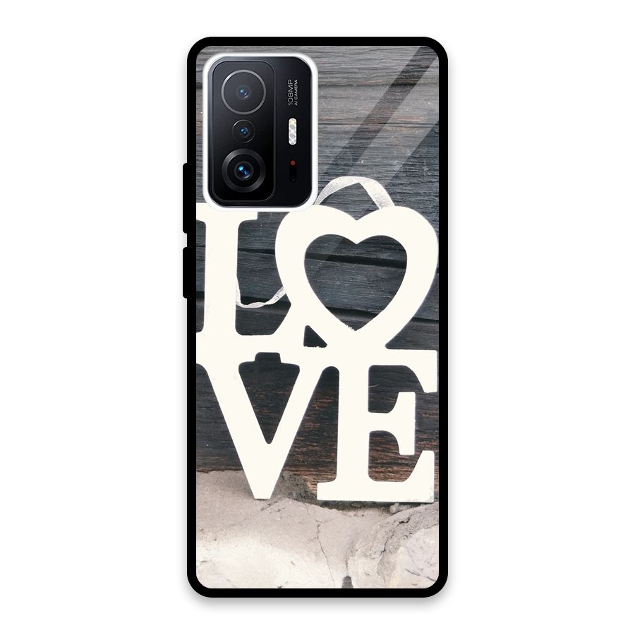 Wood Love Lock Glass Back Case for Xiaomi 11T Pro