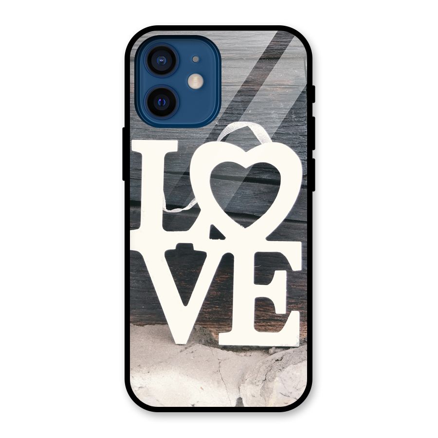 Wood Love Lock Glass Back Case for iPhone 12 Mini