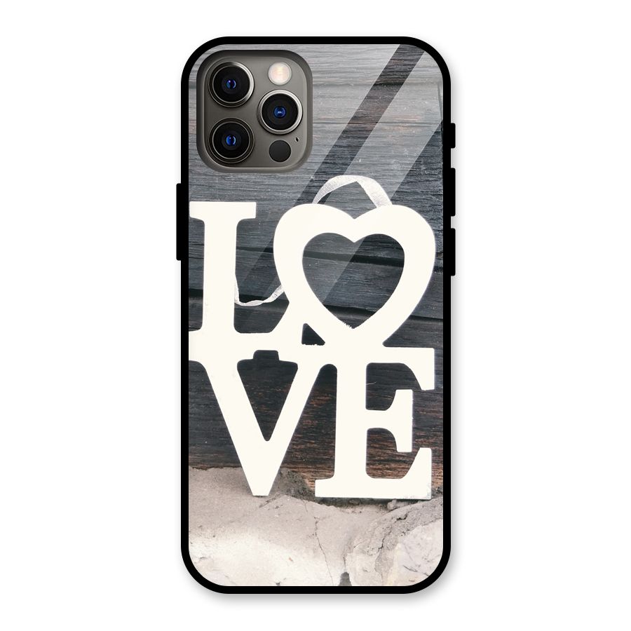 Wood Love Lock Glass Back Case for iPhone 12 Pro