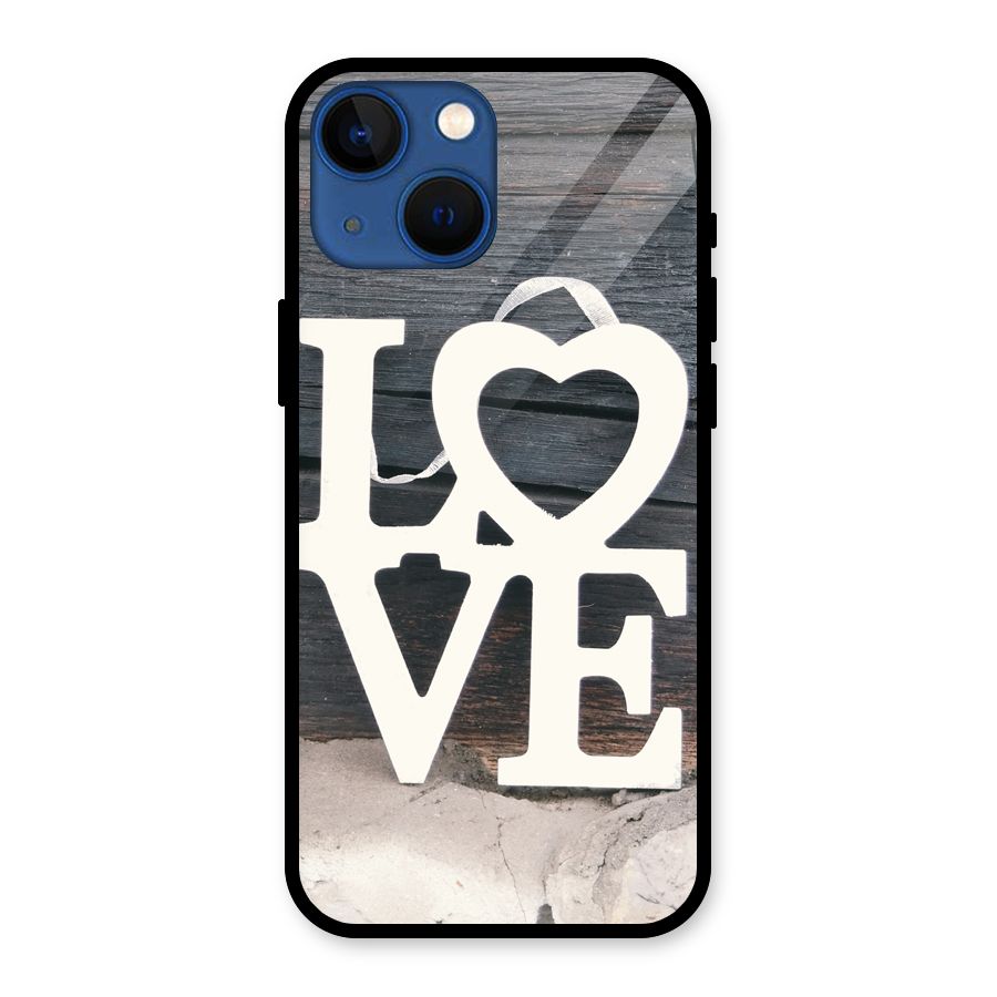 Wood Love Lock Glass Back Case for iPhone 13 Mini