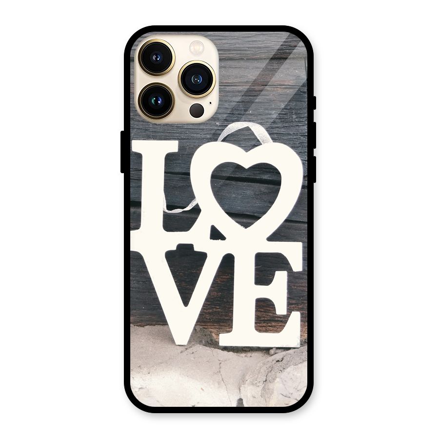 Wood Love Lock Glass Back Case for iPhone 13 Pro Max