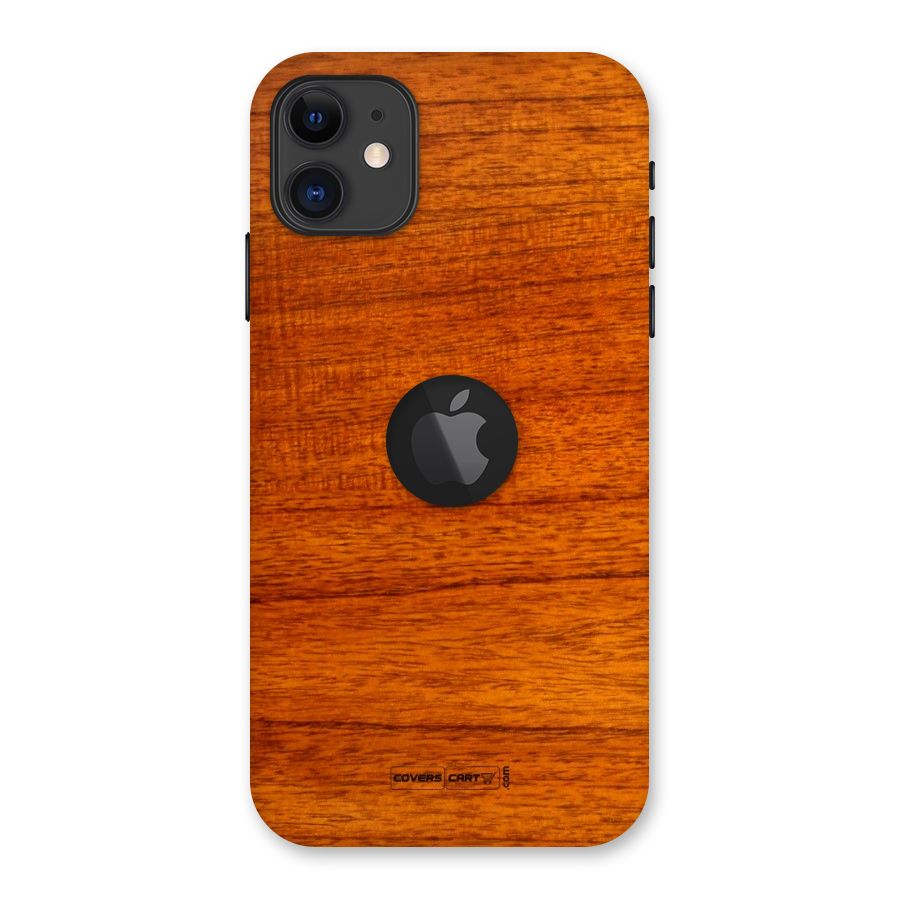 Wood Texture Design Back Case for iPhone 11 Logo Cut