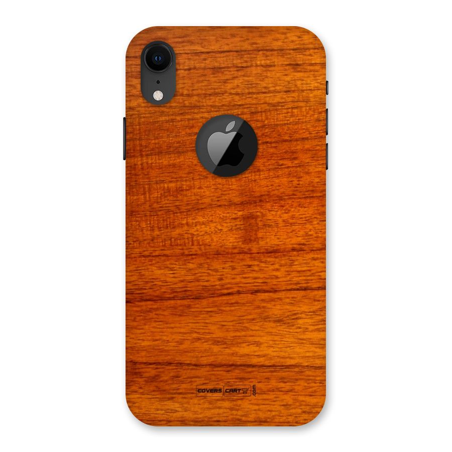 Wood Texture Design Back Case for iPhone XR Logo Cut