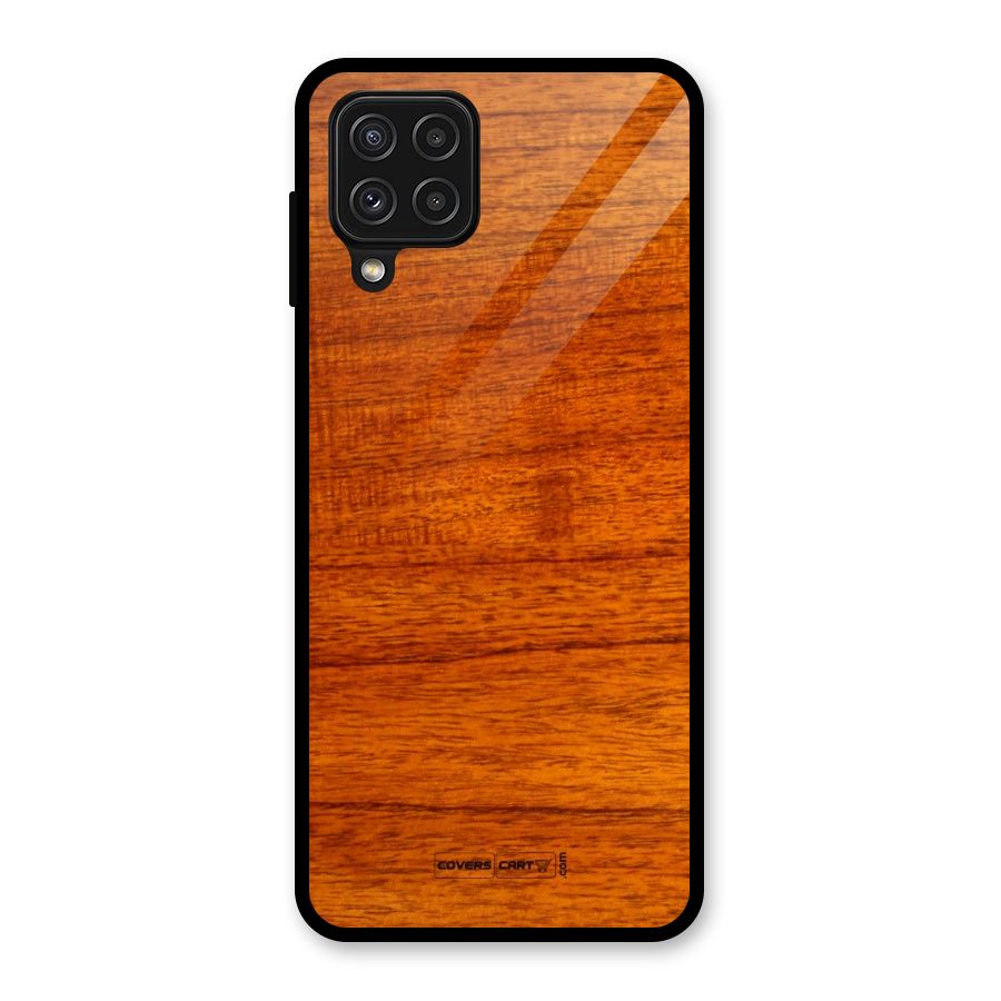 Wood Texture Design Glass Back Case for Galaxy A22 4G