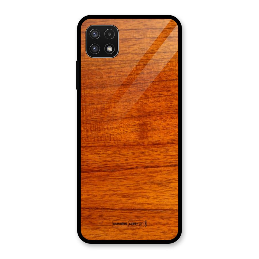 Wood Texture Design Glass Back Case for Galaxy A22 5G